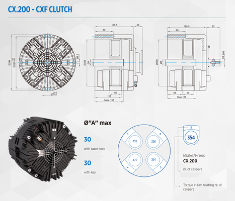CX200 a ridé des pièces de rechange de machine que Tention commandent le frein à disque pneumatique d'embrayage